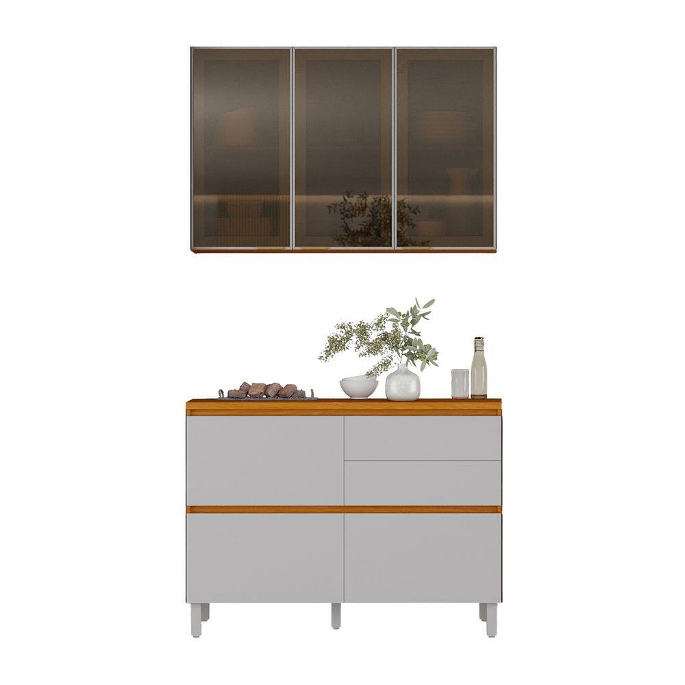 Armário De Cozinha Completa 4 Portas 4 Gavetas Lais Madeirado/Fendi