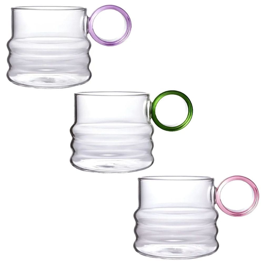 Caneca Cloud com Alça Colorida 290ml Leve Vidro Borossilicato para Café Chá Nadir