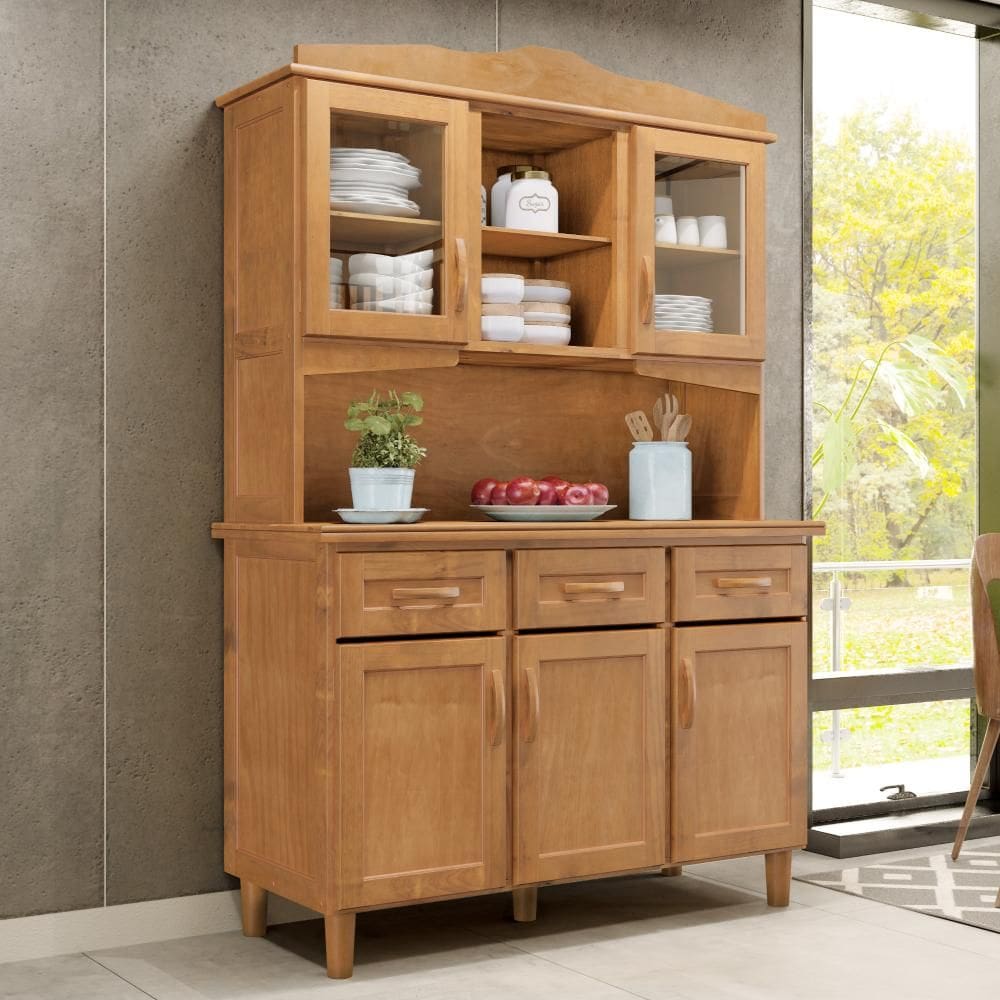 Armário Cristaleira Cozinha Brasil 5 Portas 3 Gavetas Freijó Madeira Maciça Cavazotto