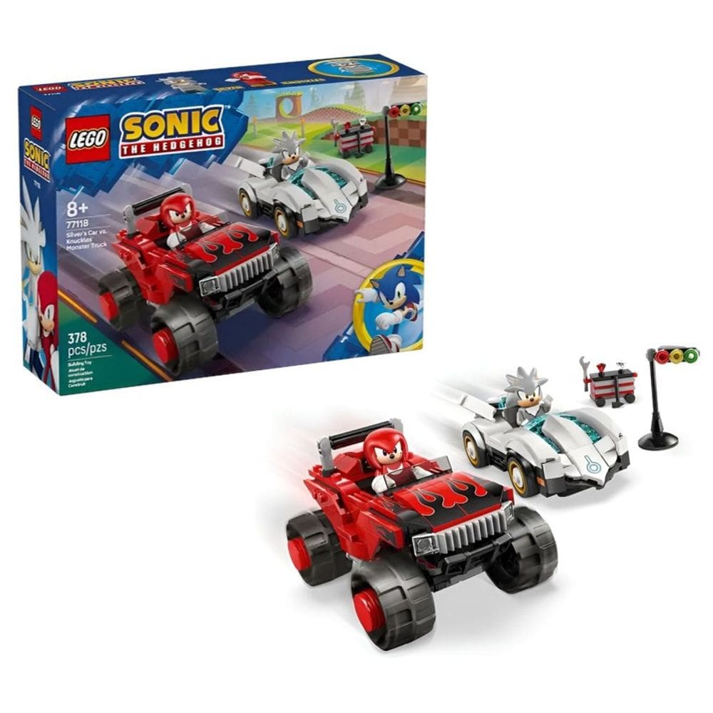 Lego Sonic Carro do Silver vs. Monster Truck do Knuckles - 77118