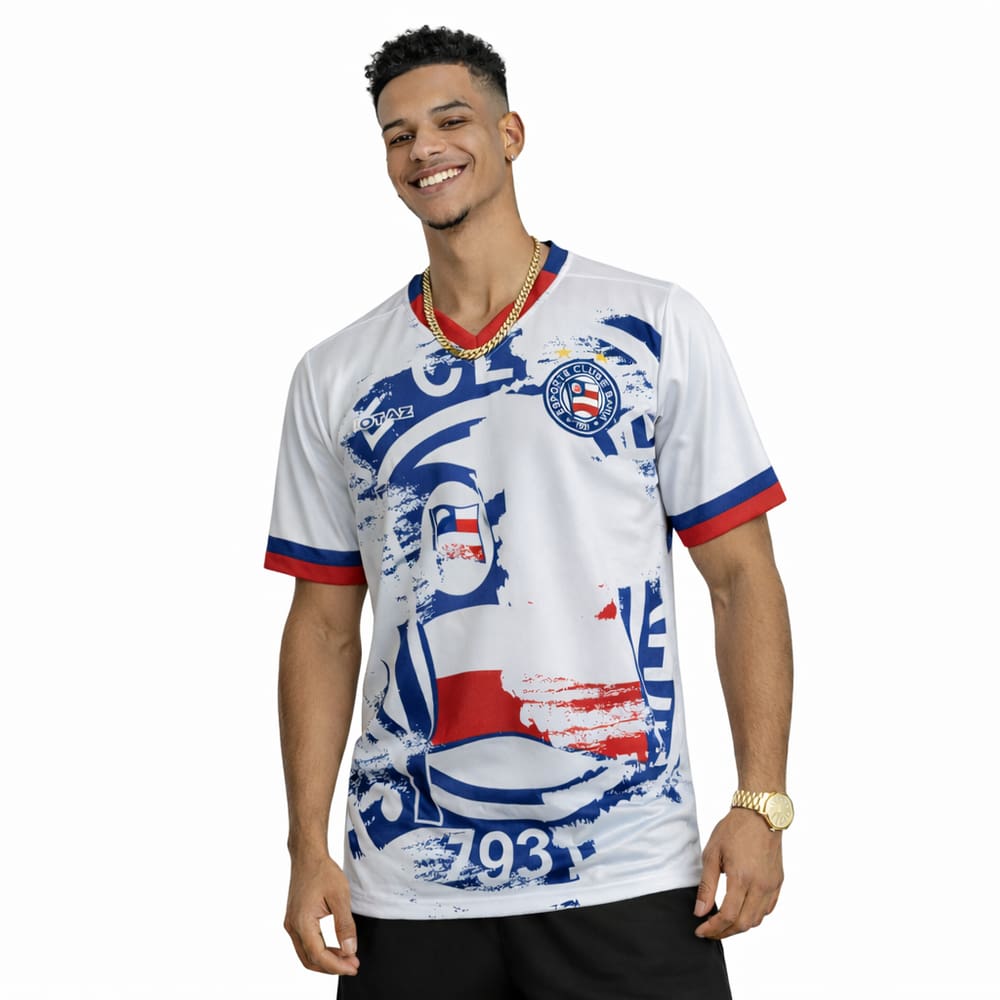 Camisa Bahia Bicampeão Brasileiro - Maior do Nordeste - Escudo Emborrachado