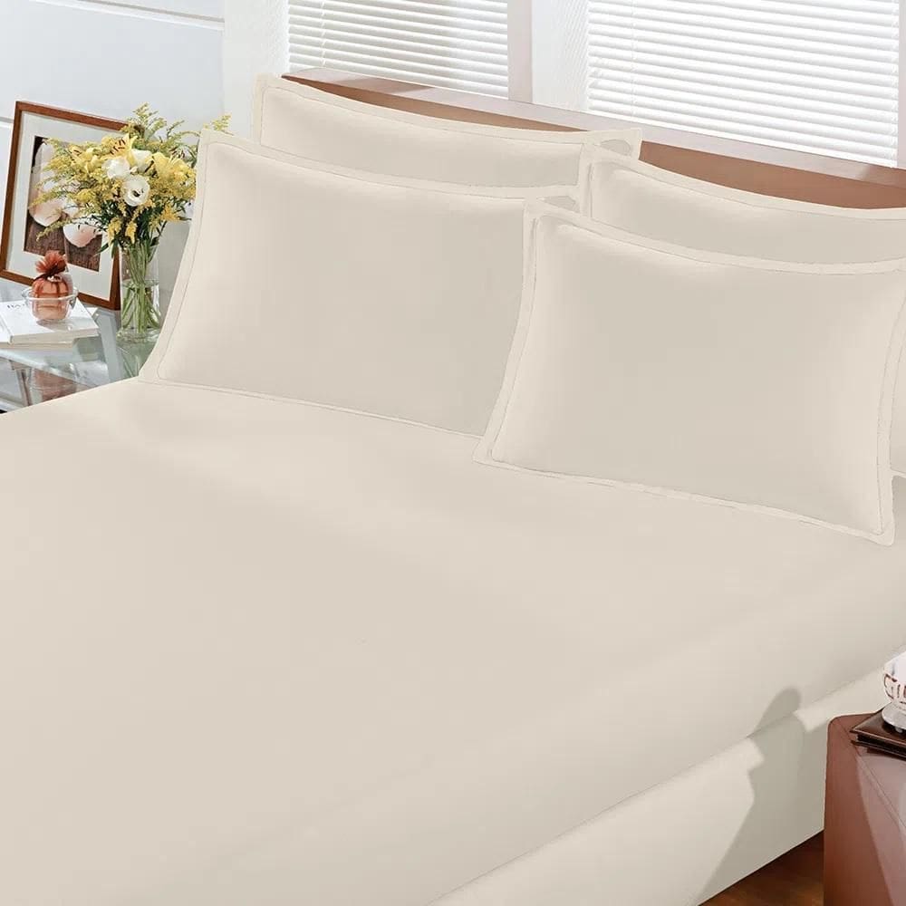 Lencol Avulso Solteiro Com Elastico Malha Image Creme Bouton