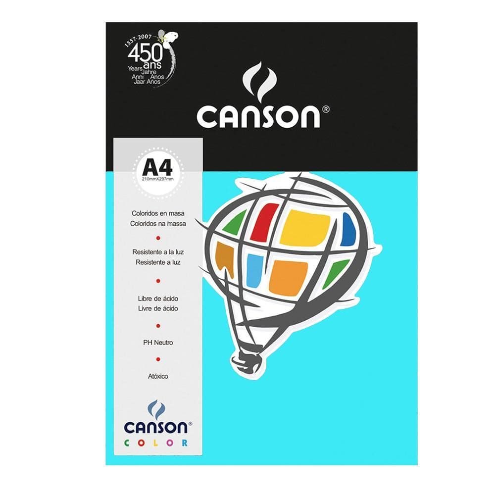 Papel Color Plus A4 Canson 120G 15 Folhas Azul Turquesa