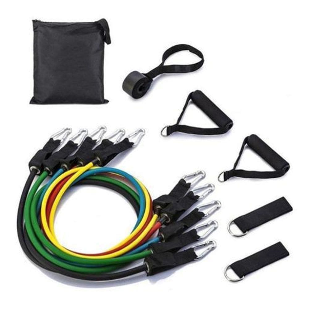 Kit Elásticos Extensores Tubing Com 5 Resistência 11 Peças
