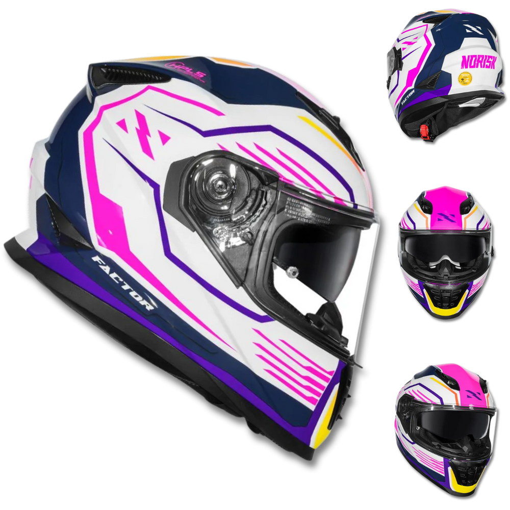 Capacete NORISK ff302 Soul Factor Branco Rosa