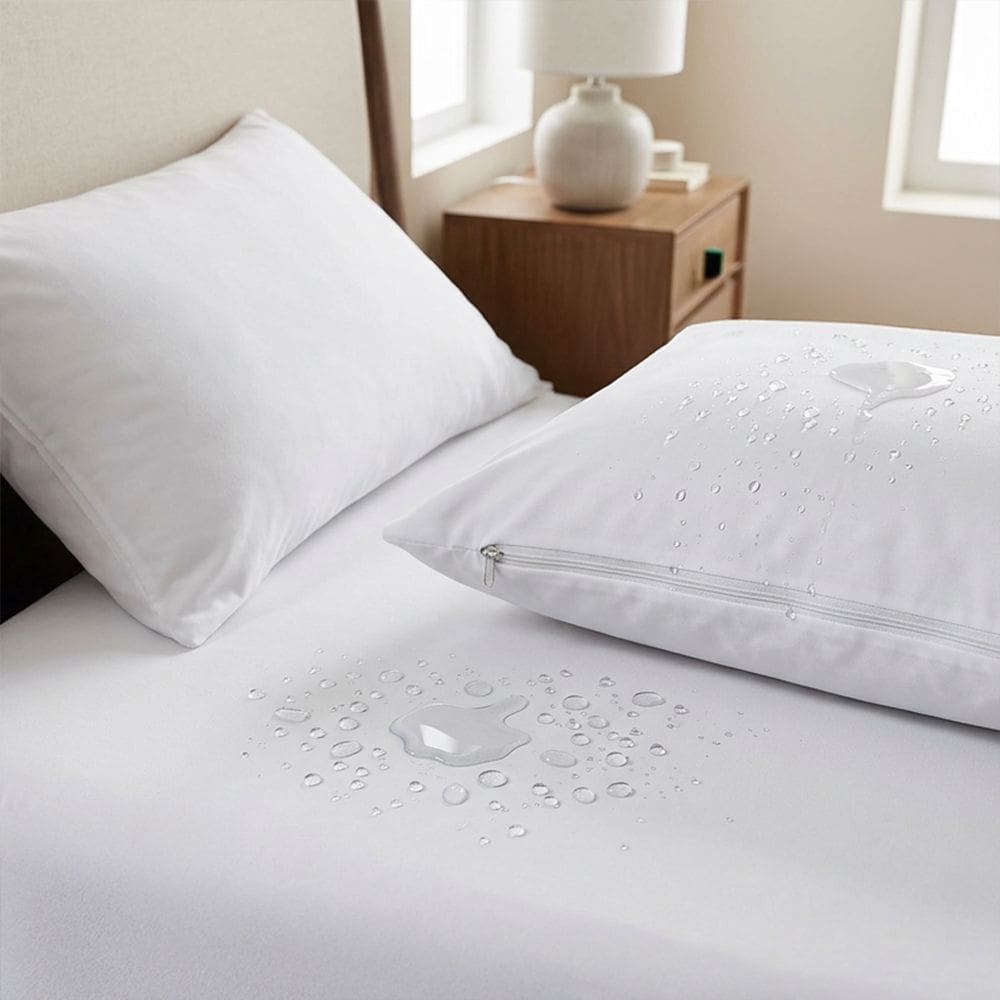 Kit Protetor de Colchão e Travesseiro 100% Impermeável em Malha Confort Solteiro, Casal, Queen e King Branco Casa Dona