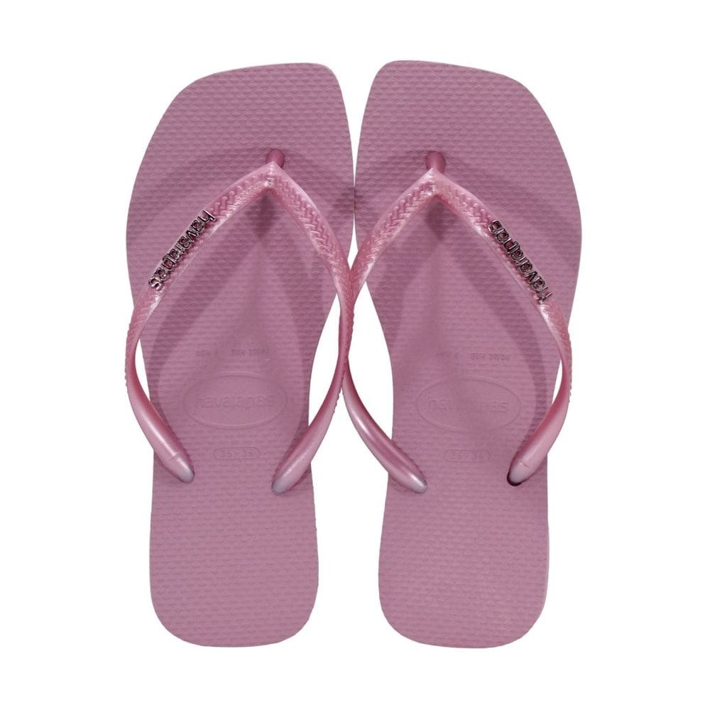 Chinelo Havaianas Slim Square Logo Metallic Rosa