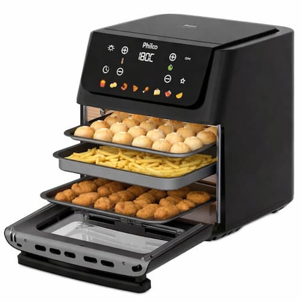 Fritadeira Elétrica Air Fryer Philco Oven PAF11B 11L Porta Removível Preta 110V