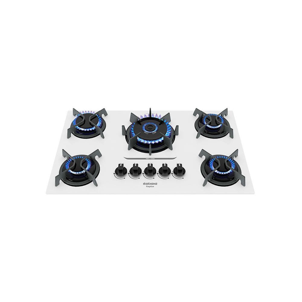 Cooktop 5 Bocas Mesa de Vidro e Tripla Chama Itaplus