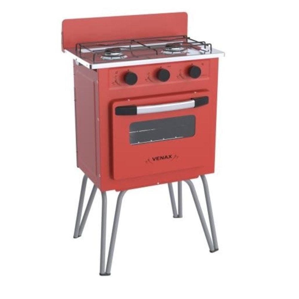Fogão 2 Bocas Gemini Vetro Vermelho Gás Glp Venax