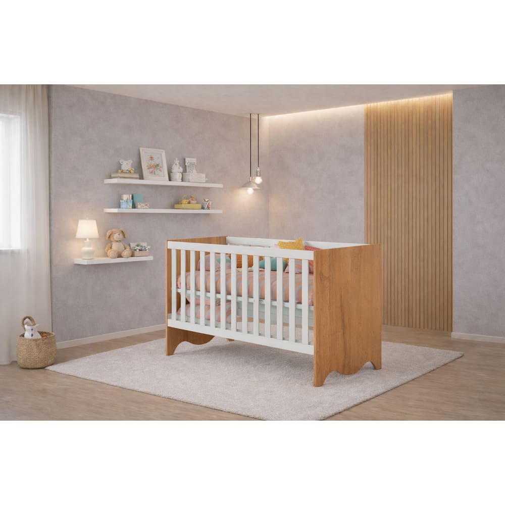 Berço que vira Cama com Colchão Lunni - MobiBaby