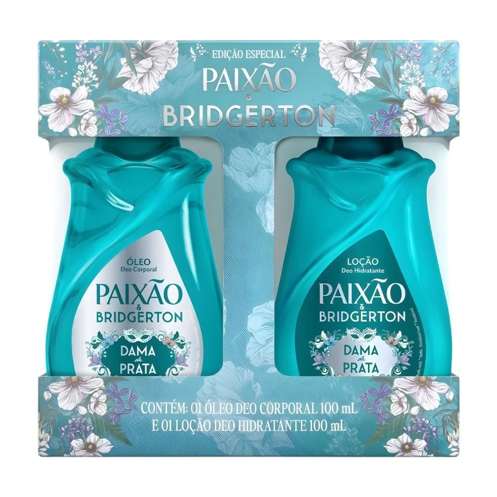 Kit Paixão & Bridgerton Dama De Prata: Loção Hidratante e Óleo Corporal 100ml