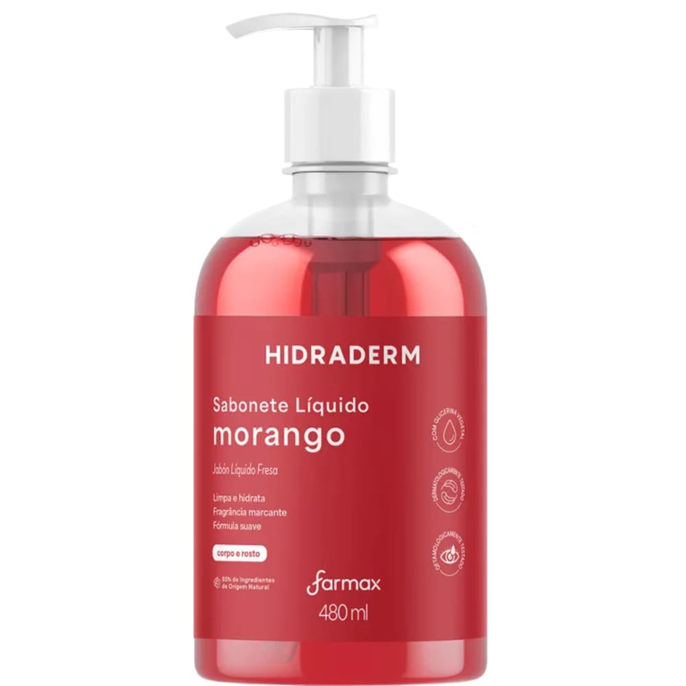 Sabonete Líquido Morango Hidraderm Farmax 480ml