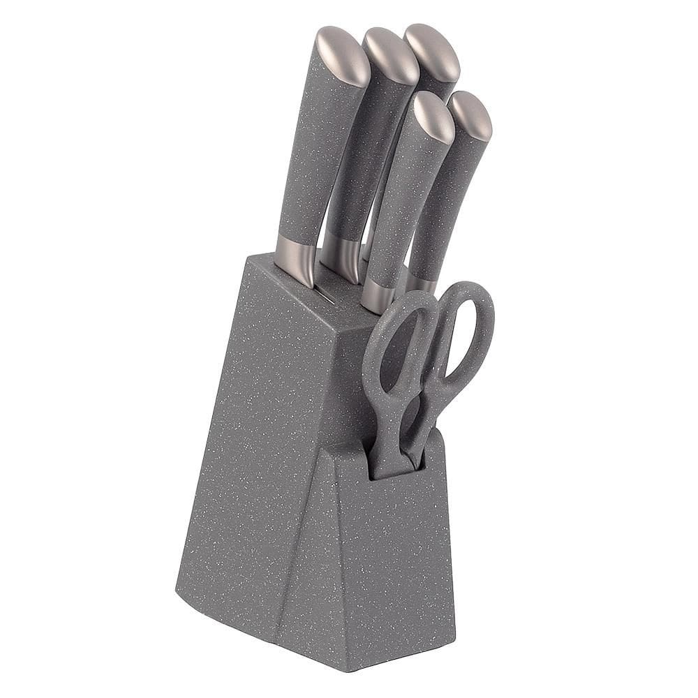 Conjunto de Facas Mimo Style Cepo 6 Peças Inox Grafito