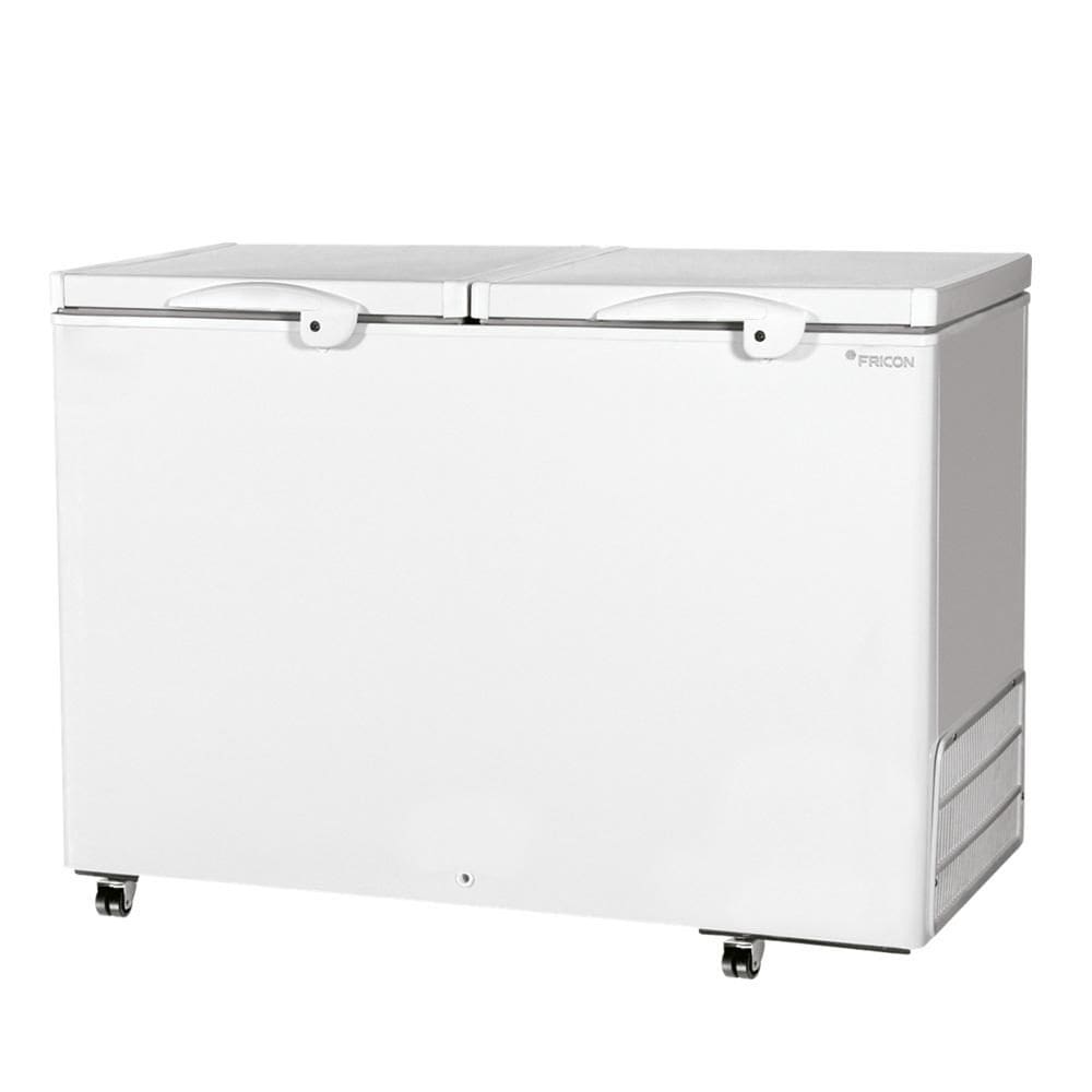 Freezer Conservador Horizontal Fricon 411 Litros Dupla Ação 2 Tampas de Chapa Branco HCED 411C 127V