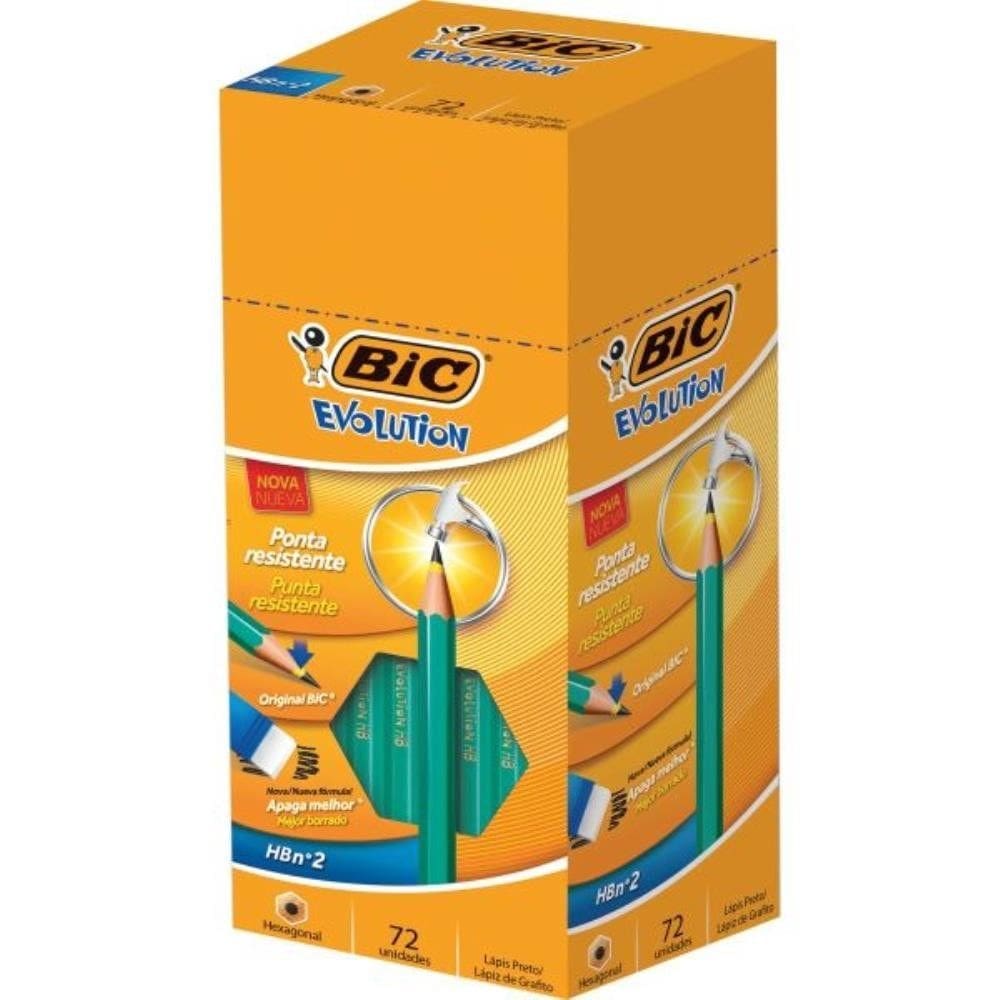 Lápis Preto Sextavado Evolution 2hb S/Borracha 72un - Bic