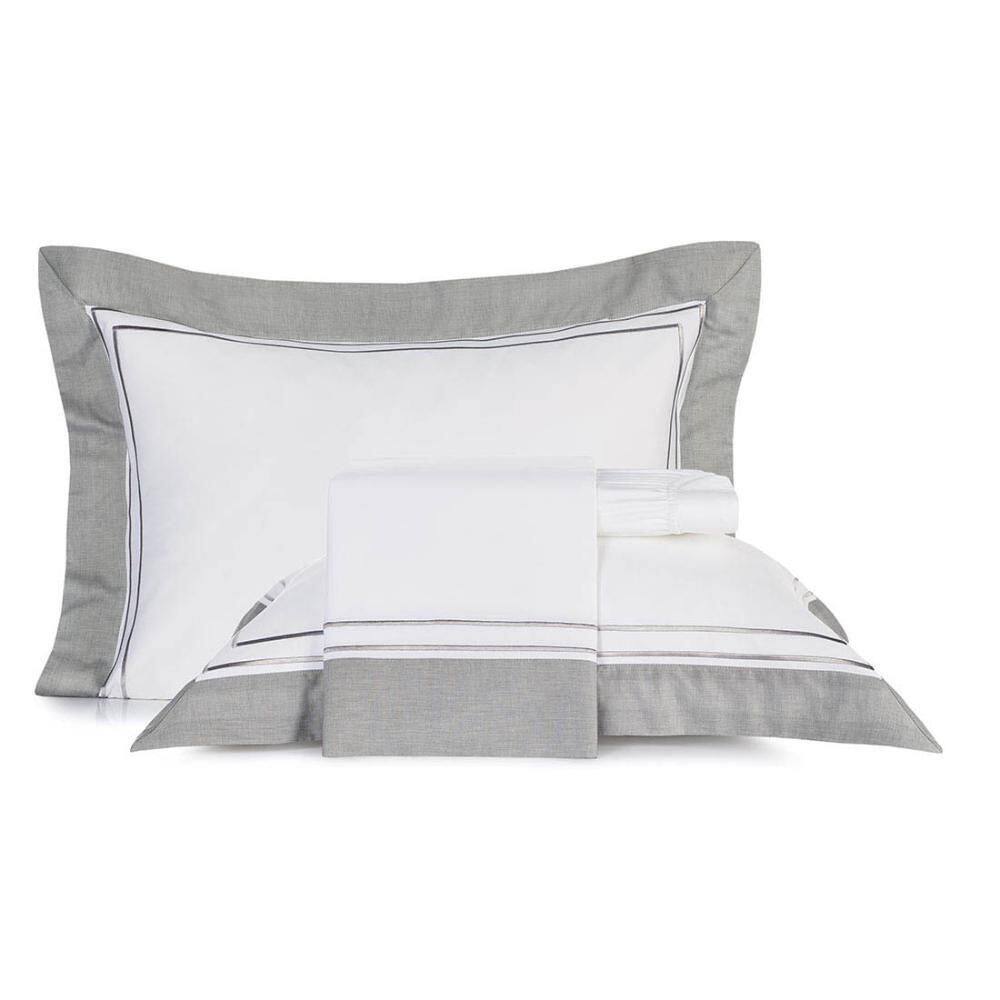 Jogo De Cama Casal 4 Peças Altenburg Cetim 300 Fios Essential Cinza