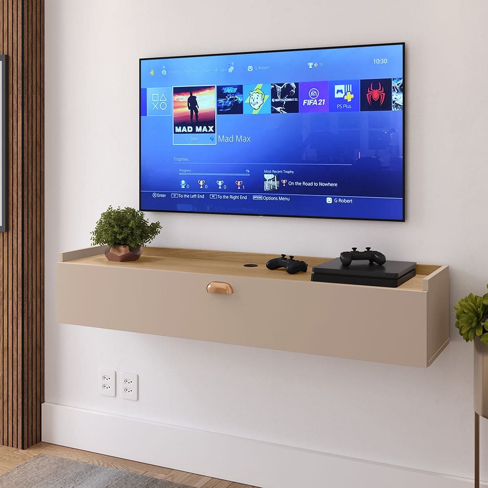 Rack Suspenso Home Classic New Tv 32 Polegadas 1 Porta Puxador Concha Quarto Sala Recepção  - Lojas RPM