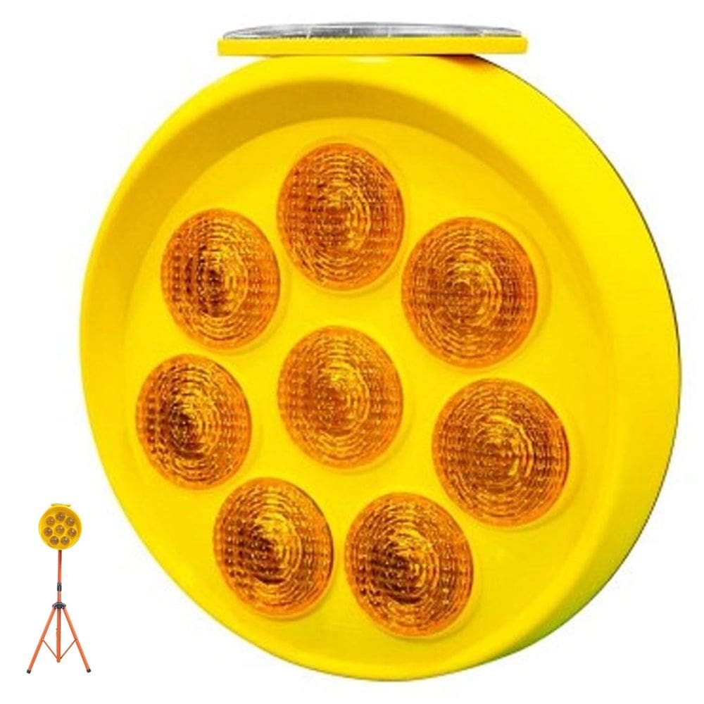 Sinalizador Solar Viario LED Painel Luz de Emergencia Poste Cone Segurança Transito Obra Estrada Rodovia Avenida