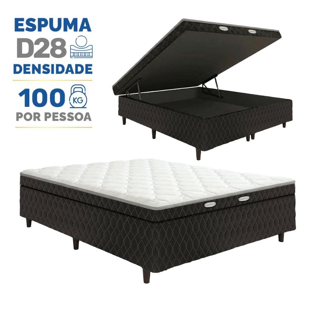 Cama Box Baú Conjugada de Espuma D28 Nappoli Casal 138cm