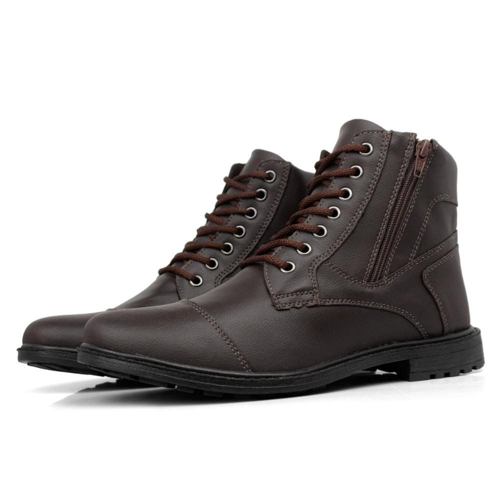 Bota Casual Masculina Zíper Cadarço