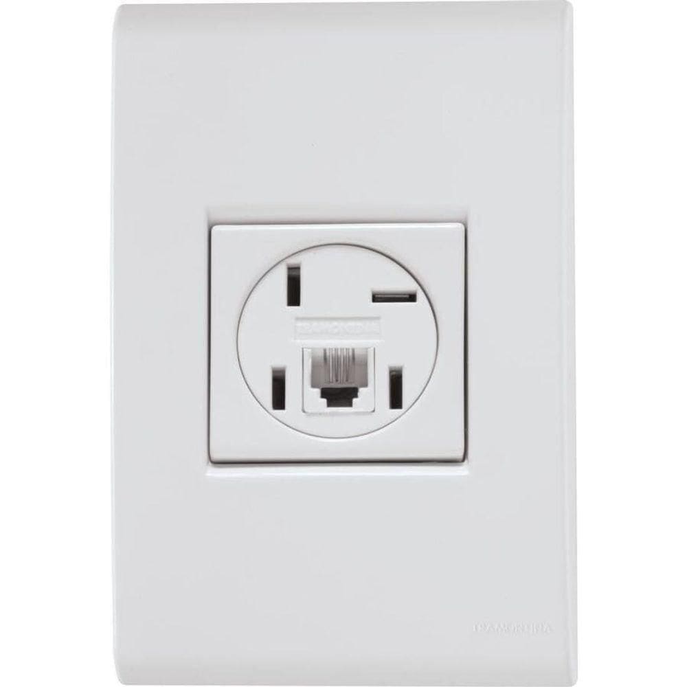 Conjunto 4 X 2 Com 1 Tomada Telefone 4p E Rj11 Liz Branco - Tramontina