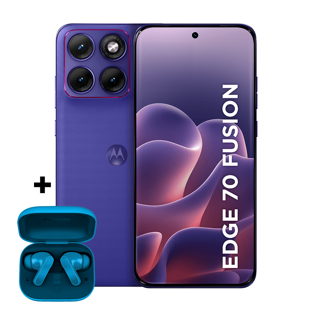 Kit smartphone motorola edge 70 fusion e fone moto buds bass