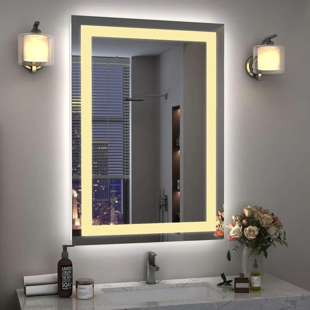 Espelho Retangular 100x110 Led Jateado Vertical Grande Banheiro Neutro