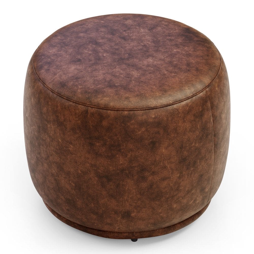 Puff Decorativo Orgânico Living Molly Redondo Couríssimo Whisky - Abmaza