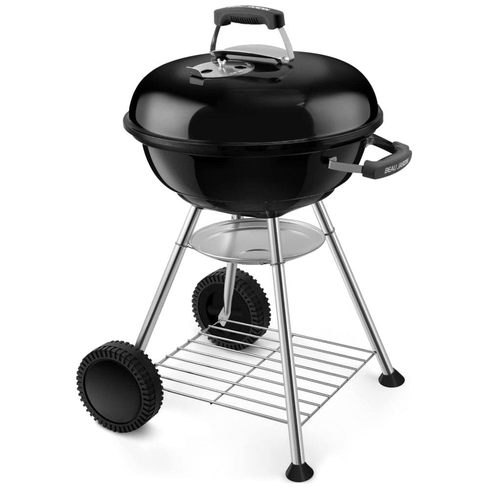 Premium 18 Chaleira Grelhador a Carvão para Churrasco ao Ar Livre, BEAU JARDIN 18inch Grill, Preto