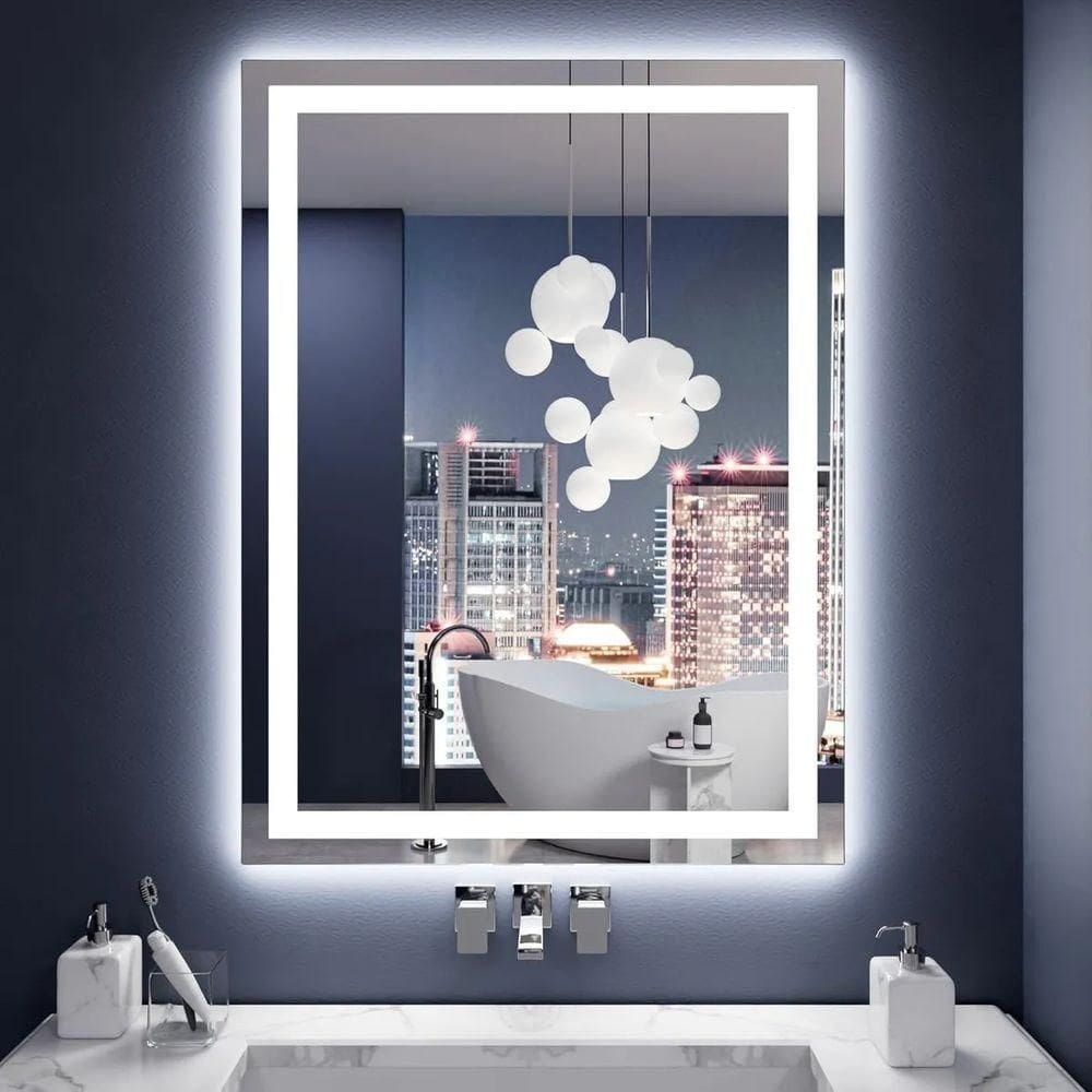 Espelho Retangular 100x110 Led Jateado Vertical Grande Banheiro Frio