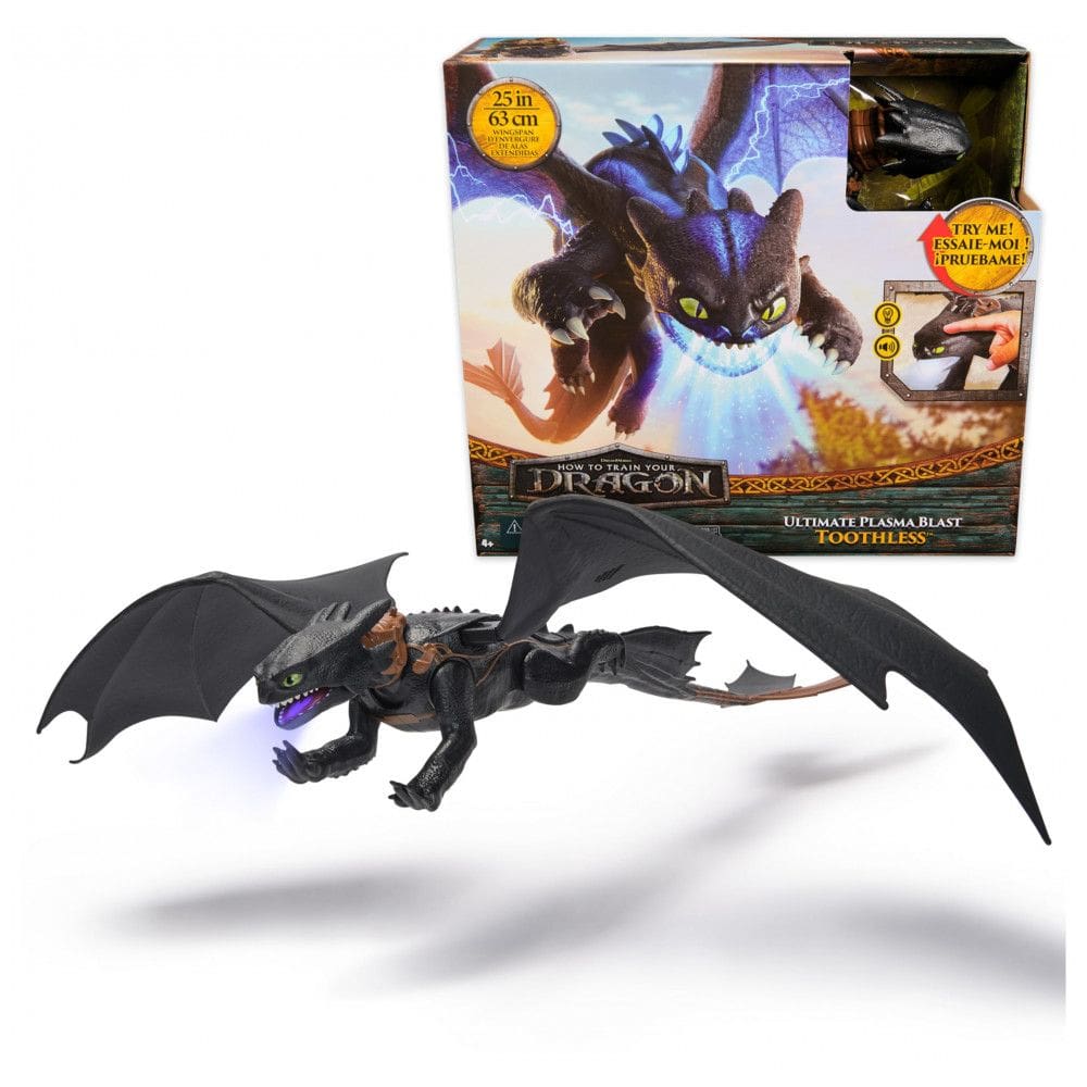 Dragões da Dreamworks - Como Treinar Seu Dragão: Toothless Explosão de Plasma - Boneco de Ação com Asas de 63,5cm, Luzes e Sons - Brinquedo