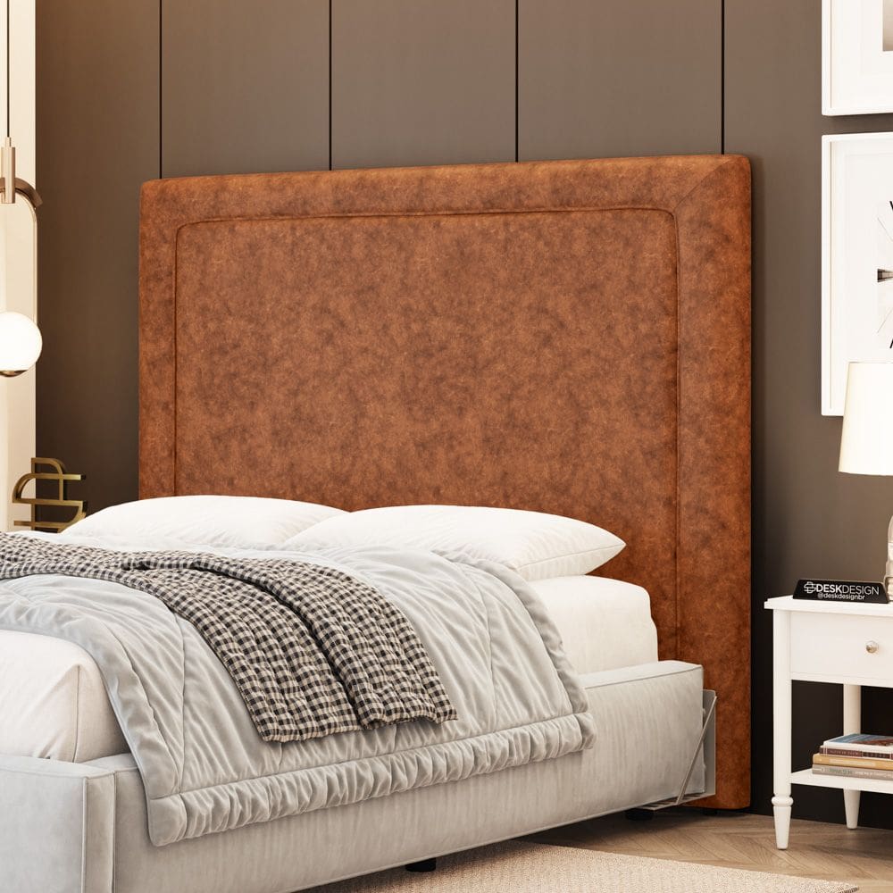 Cabeceira Cama Box Queen Size Alba 160cm com Frame Couríssimo Caramelo - Abmaza