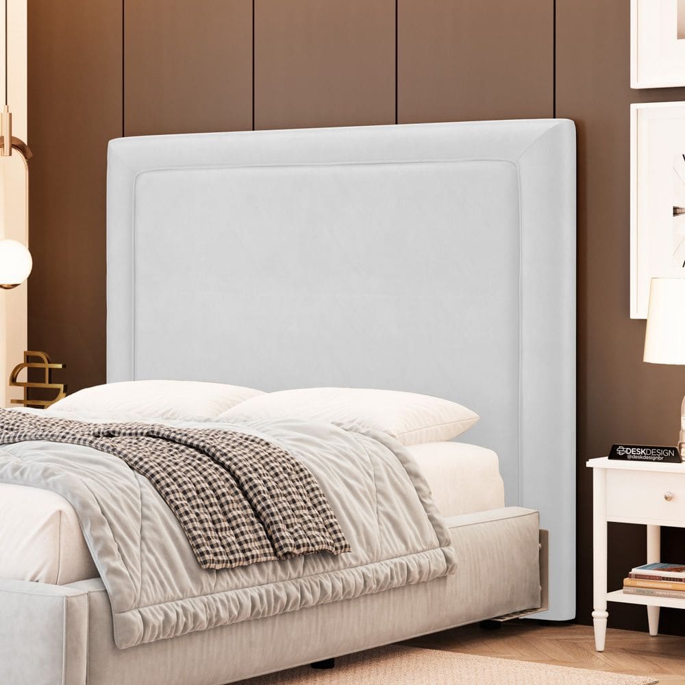 Cabeceira Cama Box Casal Padrão Alba 140cm com Frame Couríssimo Branco - Abmaza