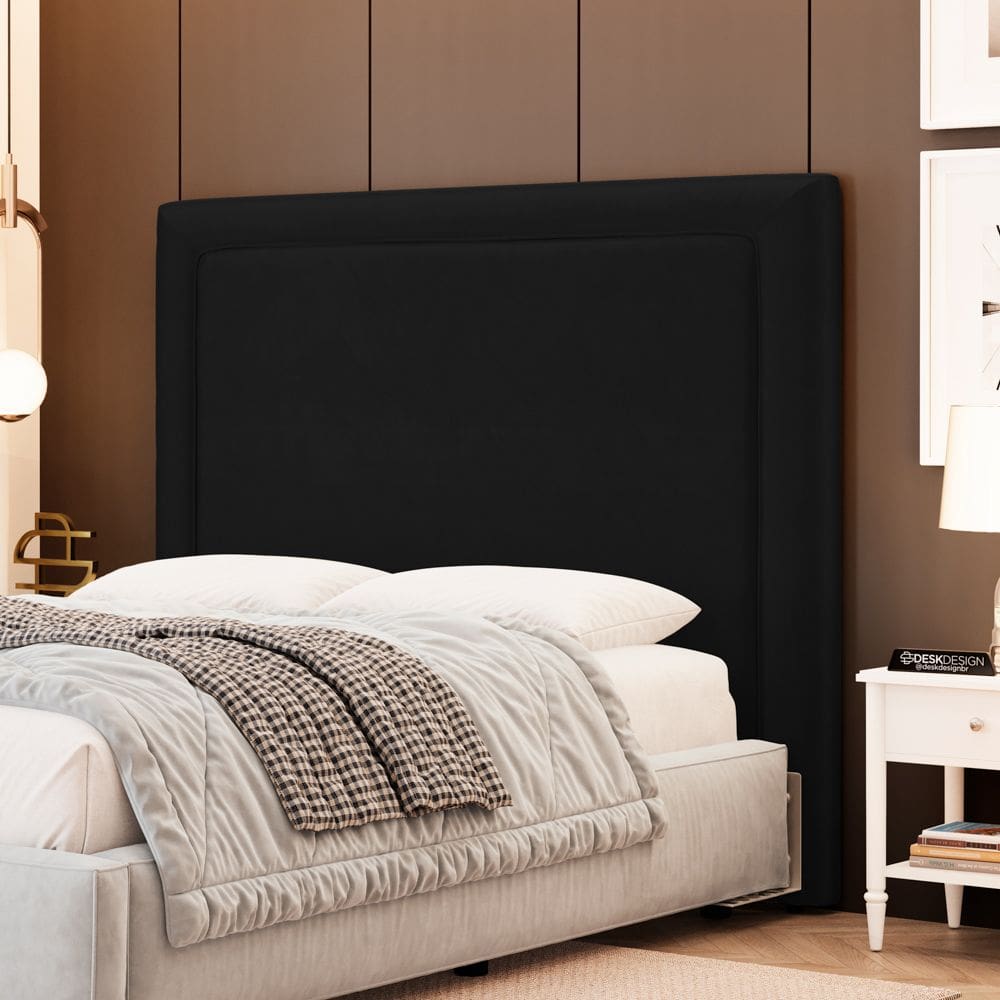 Cabeceira Cama Box Casal Padrão Alba 140cm com Frame Couríssimo Preto - Abmaza