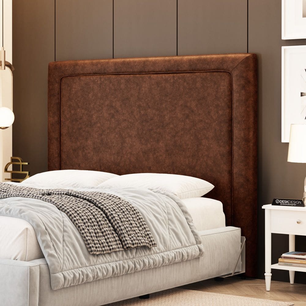 Cabeceira Cama Box Casal Padrão Alba 140cm com Frame Couríssimo Whisky - Abmaza