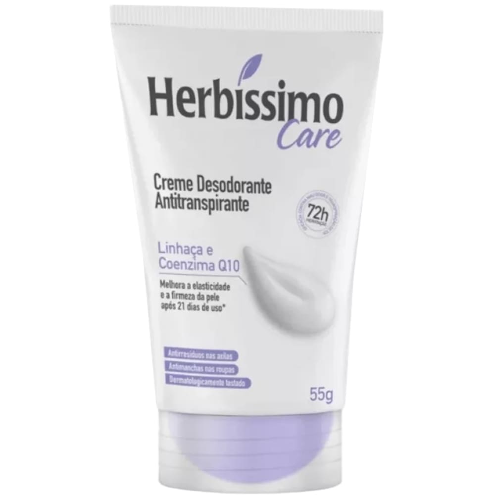 Desodorante em Creme Herbíssimo Antitranspirante Linhaça e Coenzima Q10 55g