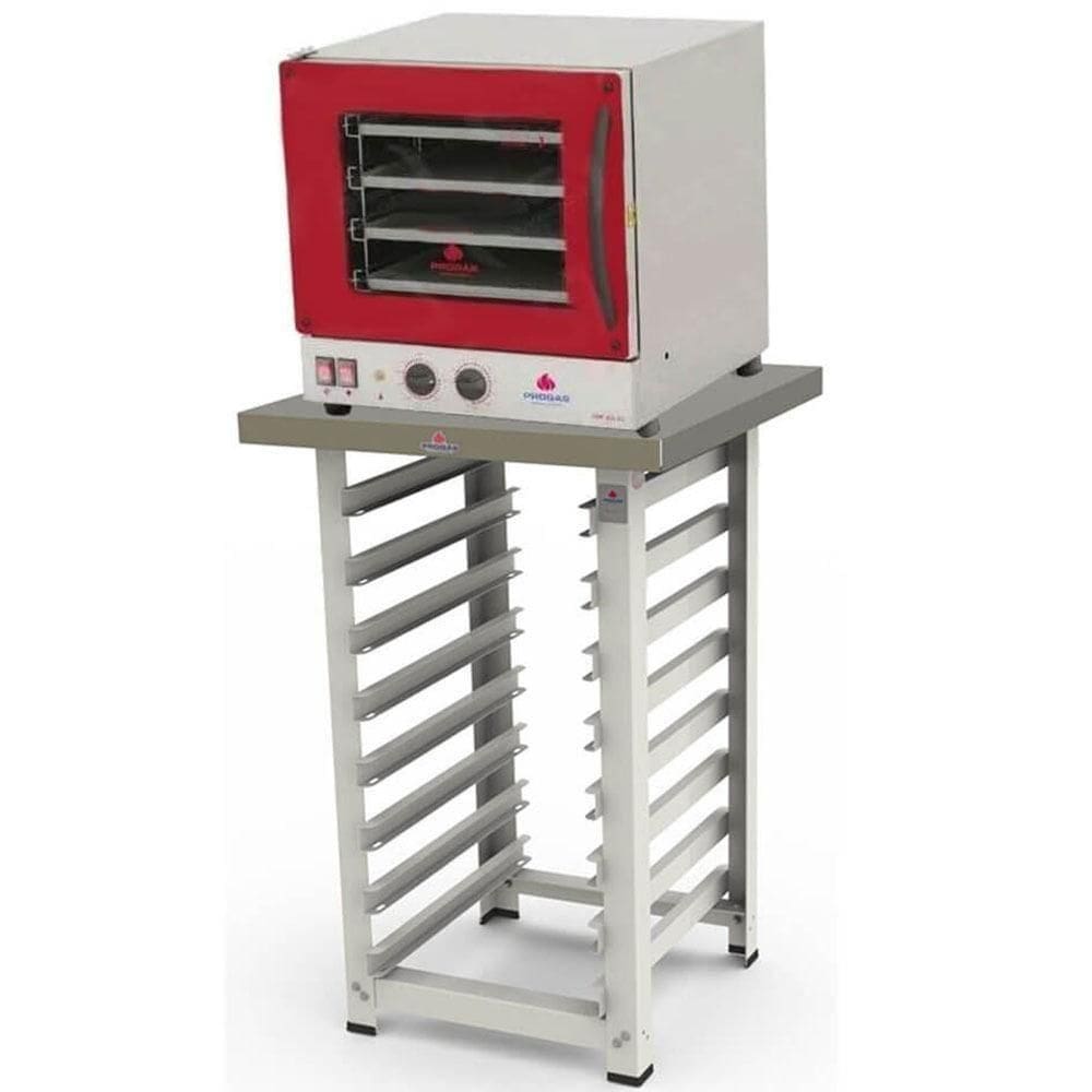 Kit Forno Elétrico Progás Turbo Fast Oven Vermelho Prp-004 G2 110V E Mesa De Suporte P40023