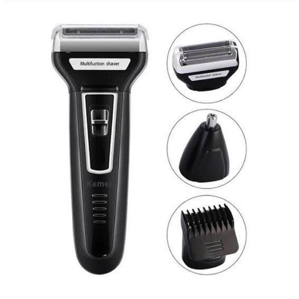 Máquina De Cortar Cabelo 3 Em 1 Elétrica | Barbeador E Aparador De Pelos - Km-6333