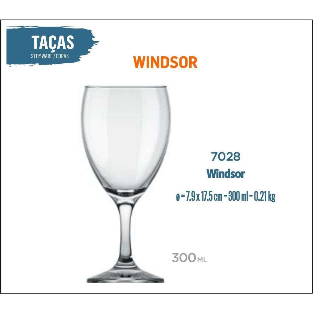 06 Taças Windsor 300Ml - Vinho Tinto Branco Rosé