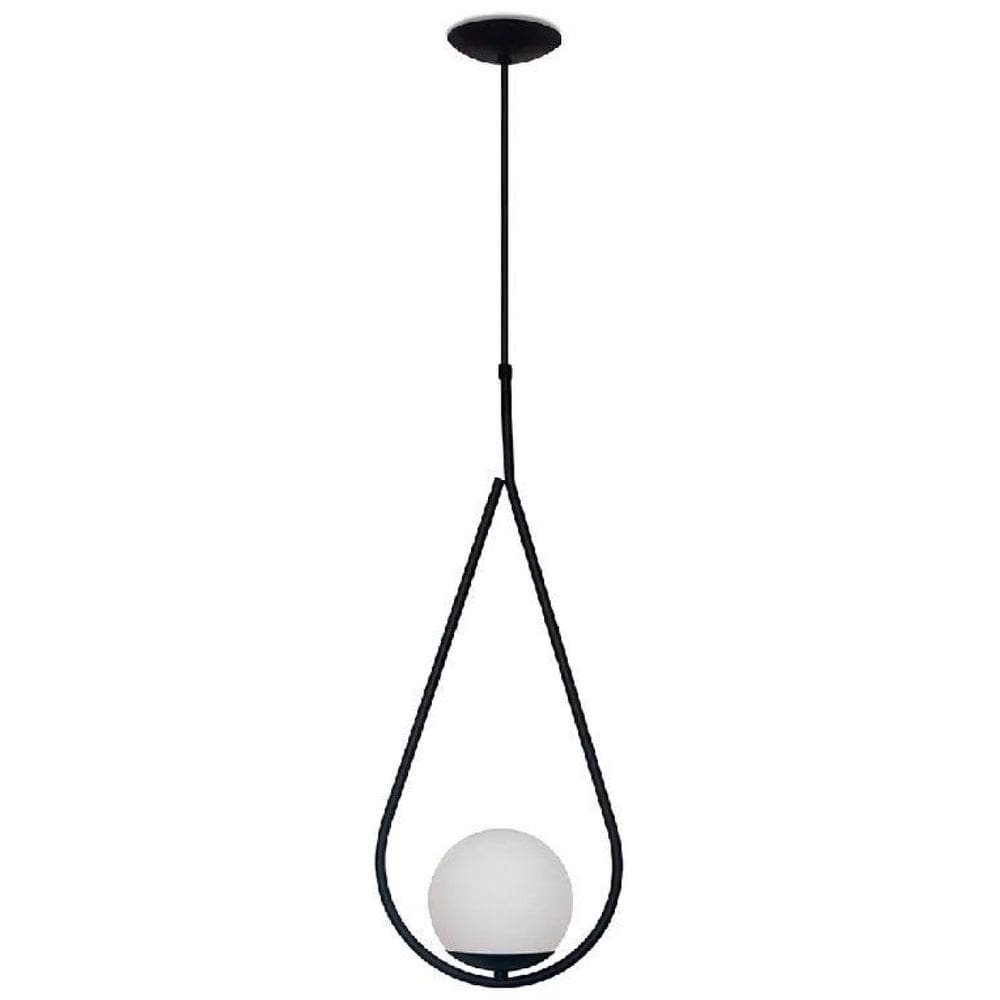 Lustre Pendente Drop Gota Com Globo - Preto