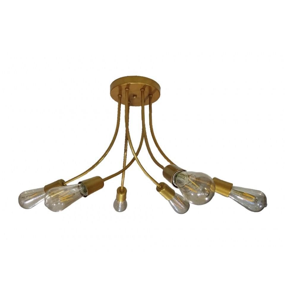 Lustre Pendente Sputnik Gun 6 Hastes - Dourado