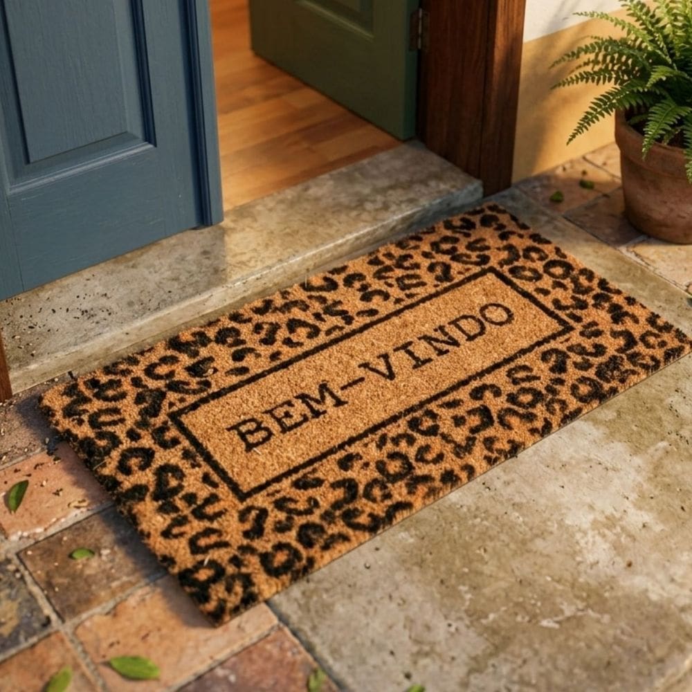 Capacho Tapete para Porta 33x60 em Fibra de Coco com Base de Borracha Antiderrapante