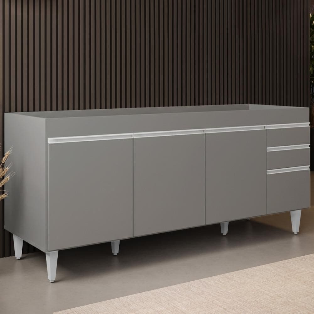 Balcão de Cozinha para Pia 180cm sem Tampo Dallas Cinza      - Lumil