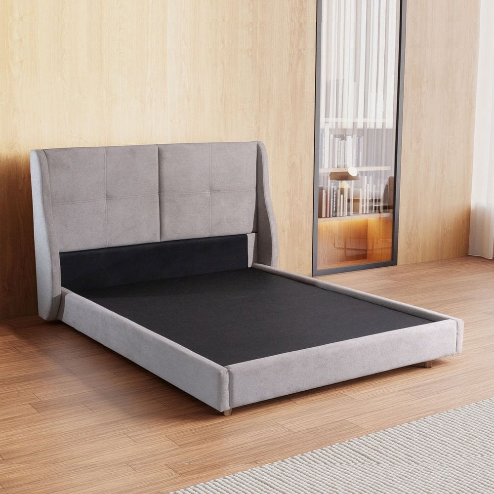Cama Estofada Júpiter Casal com Estrutura Reforçada e Design Moderno Marrom Claro