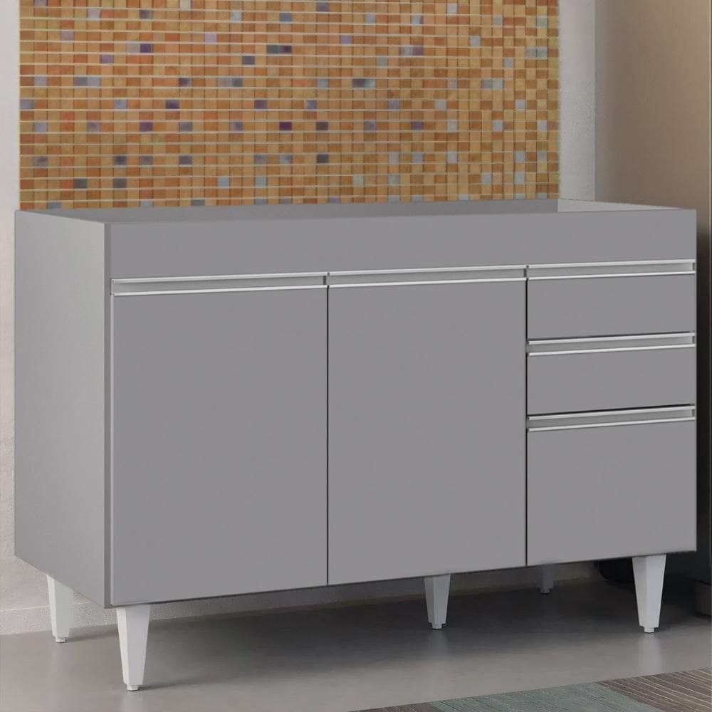 Balcão de Cozinha para Pia 120cm sem Tampo Michigan Cinza   - Lumil