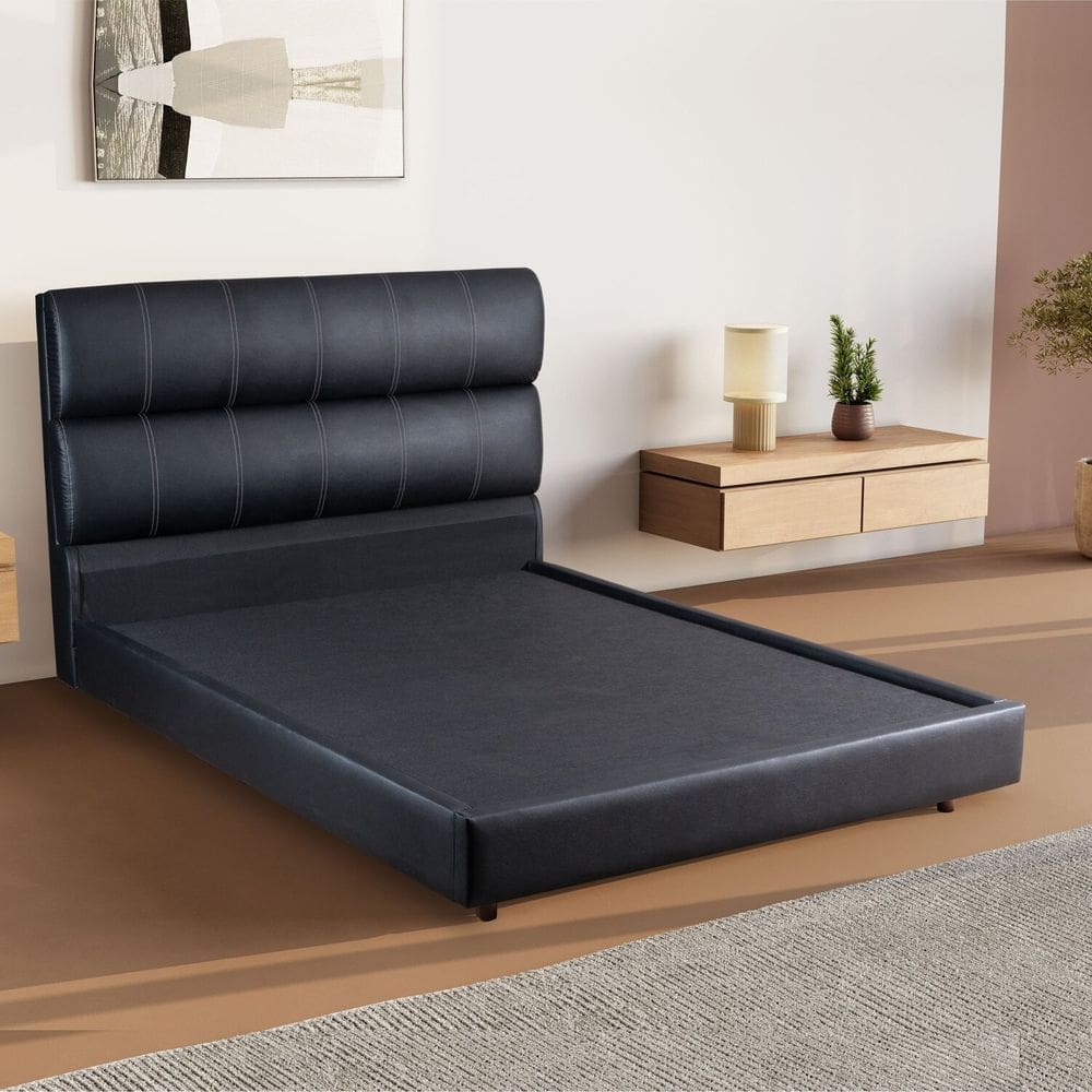 Cama Estofada Queen com Estrutura Reforçada e Design Moderno Bela Preto