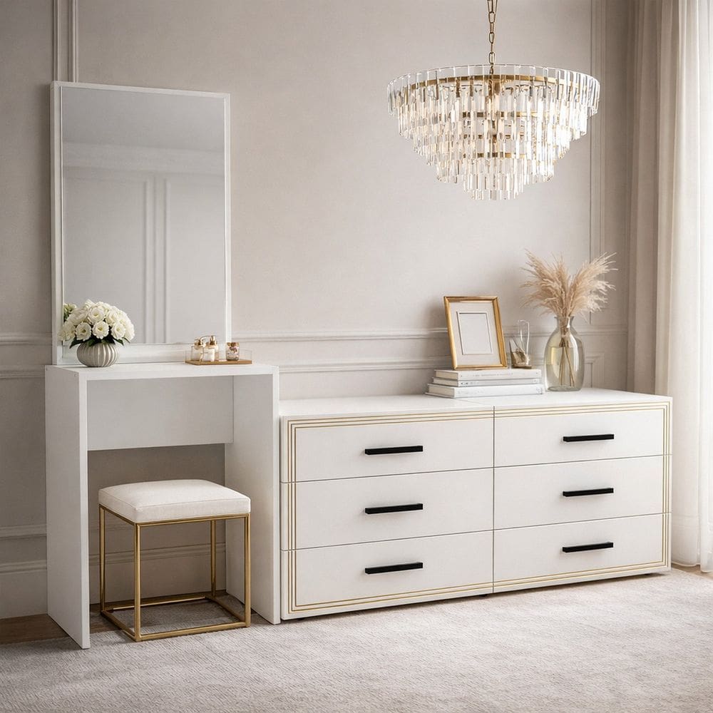 Cômoda Penteadeira 6 Gavetas Valência Branco