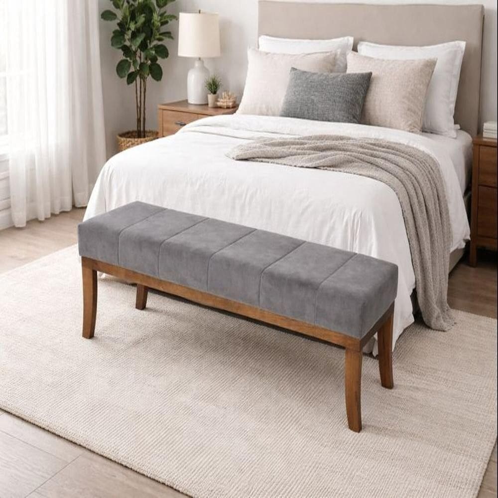 Puff 140 Cm Requadro Imbuia Lucia Cinza