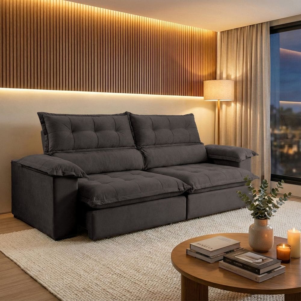 Estofado Retratil Reclinavel Cloud 3,00m Café